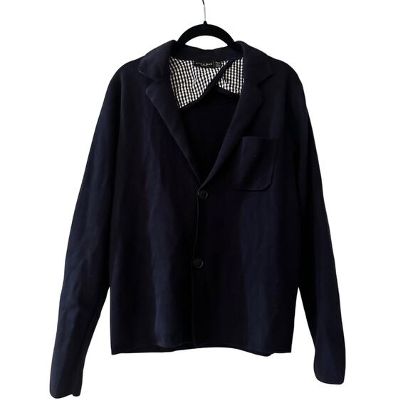 Zara Dark Navy collared knit cardigan size medium - Picture 1 of 5